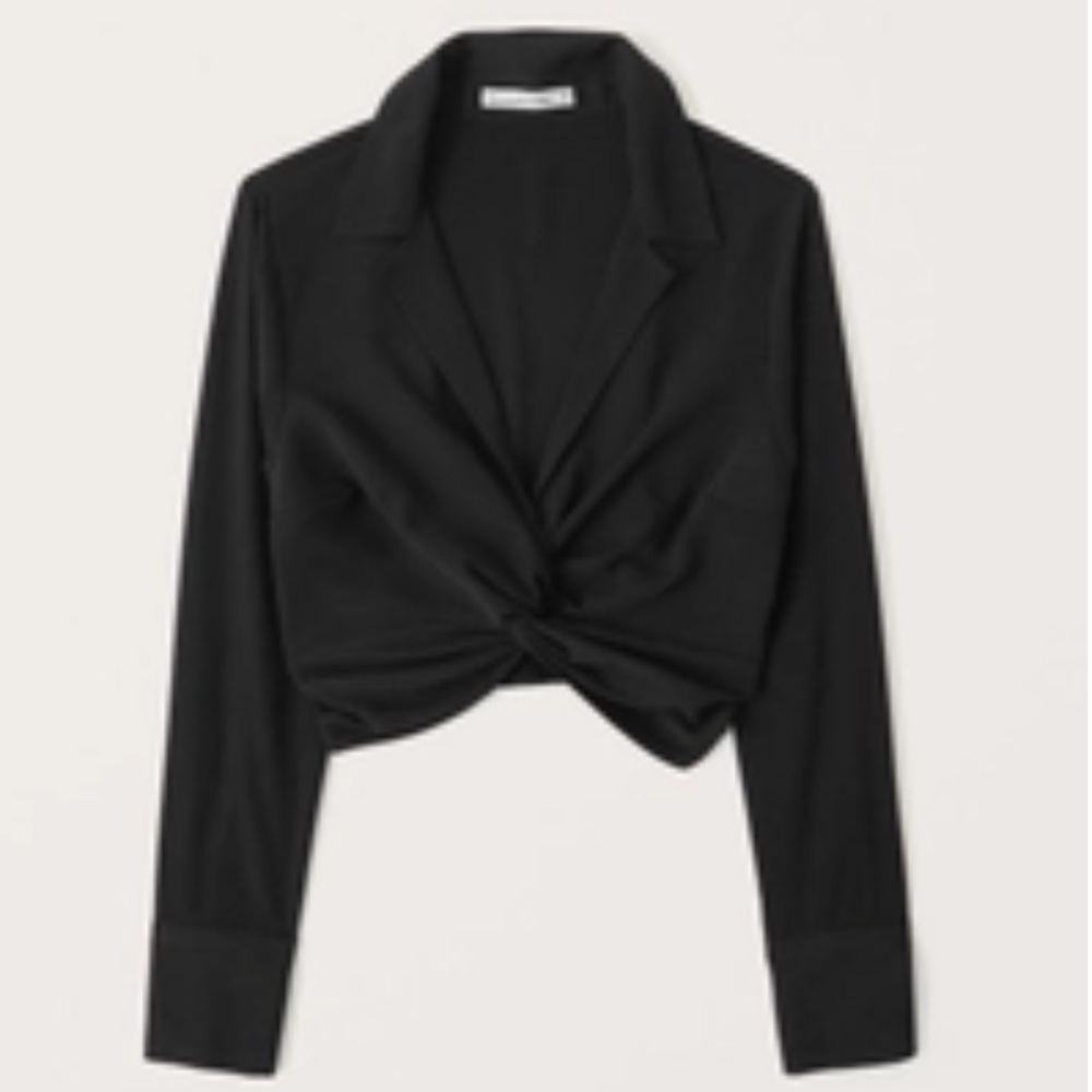 Cropped Long Sleeved Knotted Top